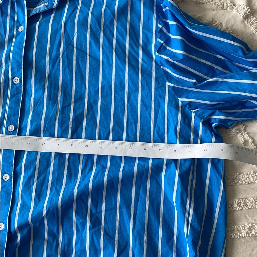 Aerie Blue and White Striped Shirt M - Picture 12 of 13